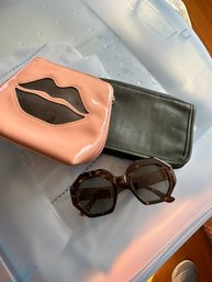 2 POUCHES & SUNGLASSES LOT