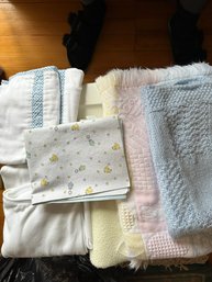 3 BABY BLANKETS, BATH & SHOULDER TOWEL