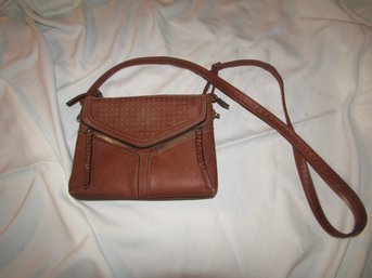 Small Brown Faux Leather Cross Body Purse Handbag