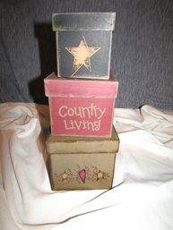 3 SQUARE NESTING BOXES 'COUNTRY LIVING'