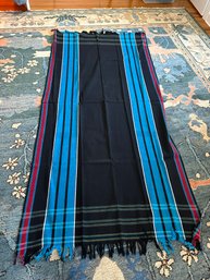 BlacK, Blue & Red Stripped Tablecloth 45'x90'