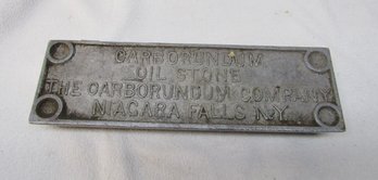 OLD CARBORUNDUM CO. Niagara Falls NY - Countertop Oil Stone In Aluminum Display
