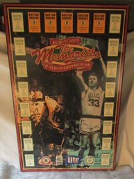 1995 MILLER LITE SALUTES THE MEMORIES BOSTON GARDEN POSTER MOUNTED ON WOOD