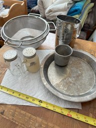 Pie Plate, Flour Sifter & Salt Pepper Shakers