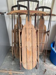 3 Radio Flyer Wooden Sleds