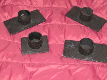 4 Small Cast Metal Candle Stick Holders
