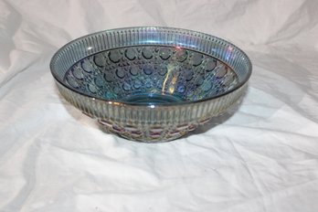 Vintage Blue Carnival Glass Bowl Iridescent