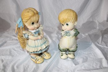 13' Vintage Resin Children Boy Girl Fugures