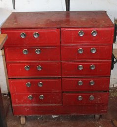 RED METAL TOOL STORAGE CABINET