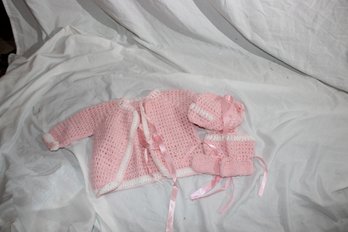 Knitted Baby Jacket Hat And Booty Set