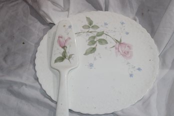 Mikasa Bone China Cake Plate And Knife