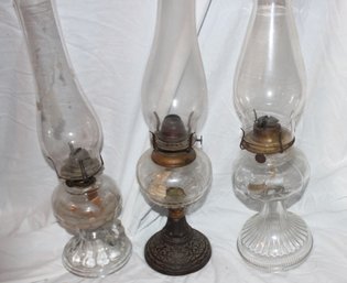 3 VINTAGE KEROSENE HURRICANE LAMPS