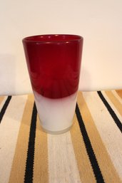 RED WHITE GLASS VASE