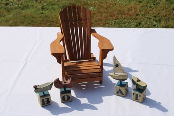 Mini Wood Rocking Chair &  Boats