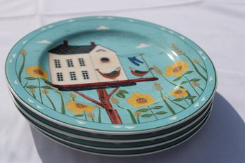 4 WARREN KIMBLE BIRDHOUSE PLATES