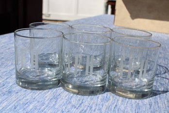 6 MONOGRAMMED GLASS TUMBLERS
