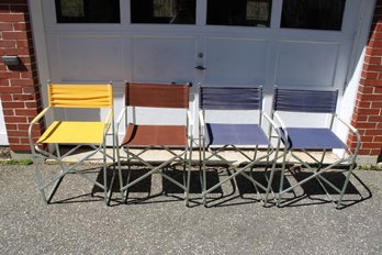 4 Vintage Aluminum Folding Directors Chairs - 28' Tall