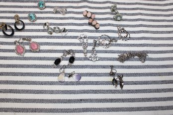 SILVERTONE AND STERLING CLIP ON EARRING LOT