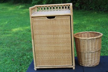 Wicker Hamper & Garbage Basket