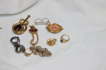 Brooches, Tiger Eye Pendant & Rings