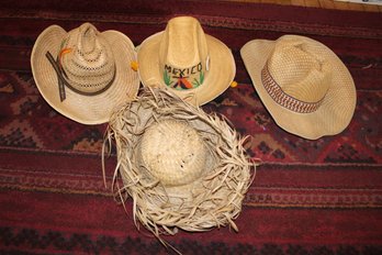 WICKER STRAW HAT LOT