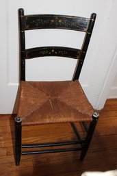 VINTAGE BLACK RUSH SEAT CHAIR