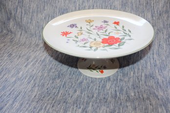 FINE CHINA PEDESTAL CAKE PLATE - BY DOLPHIN JAPAN