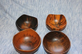 4 SMALL WOOD WOODEN BOWLS