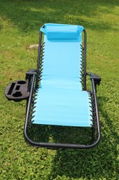 Unbranded Aqua Blue Zero Gravity Lounge Chair And Cup Holder