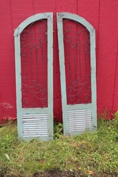 Pair Of Hobby Lobby Distressed Arched Window Shutters Wall Hangings Craft - New