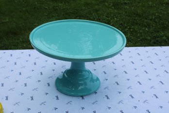 Aqua Blue Pedestal Cake Stand Plate By Grace