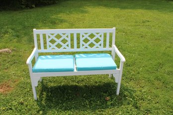 White Collapsible Indoor Covered Porch Bench & Cushions