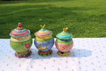 3 Colorful Floral Canisters