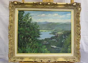 Jeff Weiss Oil On Canvas Mountain Lake Scene22' X 26'
