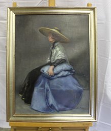Jan Rozene Oil On Canvas Portrait Of A Woman 28' X 12'