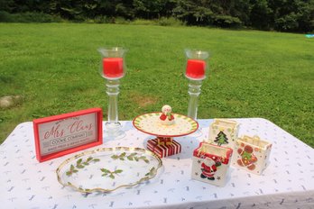 Christmas Decor -candle Holders Cake Plate