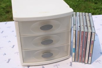 CD's & Small Plastic 3 Drawer Storage Organizer