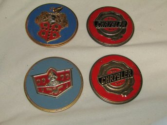 4 WHEATIES TIN ROUND CAR BADGES