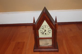 NEWARK CLOCK CO ?  -  ANTIQUE STEEPLE MANTLE CLOCK - NO KEY