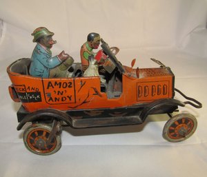 VINTAGE AMOS N ANDY WIND UP TIN TOY TAXI CAB LOUIS MARX & CO