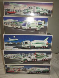 5 VINTAGE HESS TRUCKS, AIRPLANE, RACER, SPACE SHUTTLE, RV, TANKER