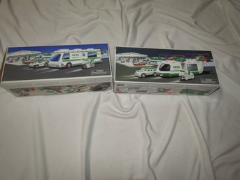 2 VINTAGE HESS TRUCKS - RV & HELICOPTER