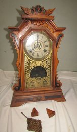 ANTIQUE INGRAHAM CO BRISTOL CT GINGERBREAD CLOCK