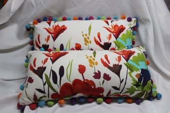 2 Colorful Floral Throw Pillows