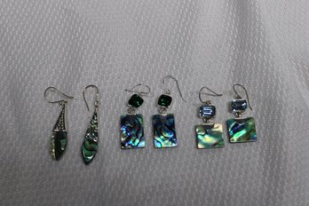 3 Pairs Abalone Drop Earrings