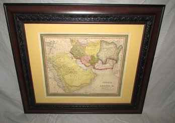 Antique Original Map Of Persia Arabia Hand Colored By August Mitichell 21.5' X 26' -framed & Matted