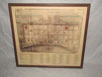 Framed 1751 Map Of New Orleans French Quarters Land Ownership Print 17' X 18.5'