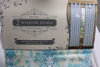 2 Faux Silk Window Panels - New