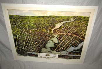 Mounted Repro View Of Bridgeport 1875 Poster 23'x32'