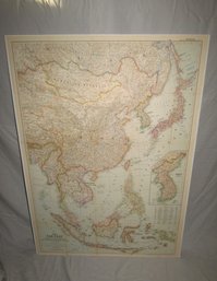 Mounted 1952 National Geographic Mat Of Far East 28' X 39'